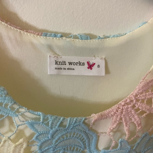 Knit Works Dress Girls Size 8 Multi Colored, Ivory lining, pink belt sleeveless - Picture 7 of 14